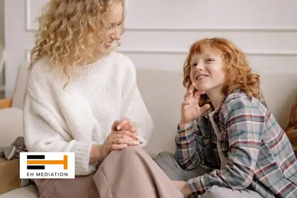 Happy mother and child after sorting child arrangements mediation Blackburn